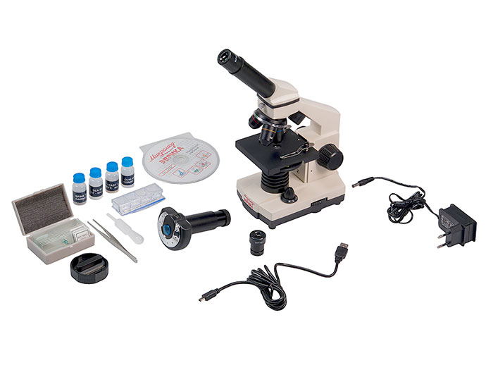 Микроскоп Микромед «Эврика» школьный 40х-1280х с видеоокуляром в кейсе