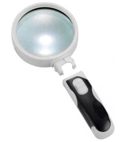 Лупа Kromatech ручная круглая 5x, 75 мм, с подсветкой (2 LED), черно-белая 77375B купить в Тюмени | Лупы
