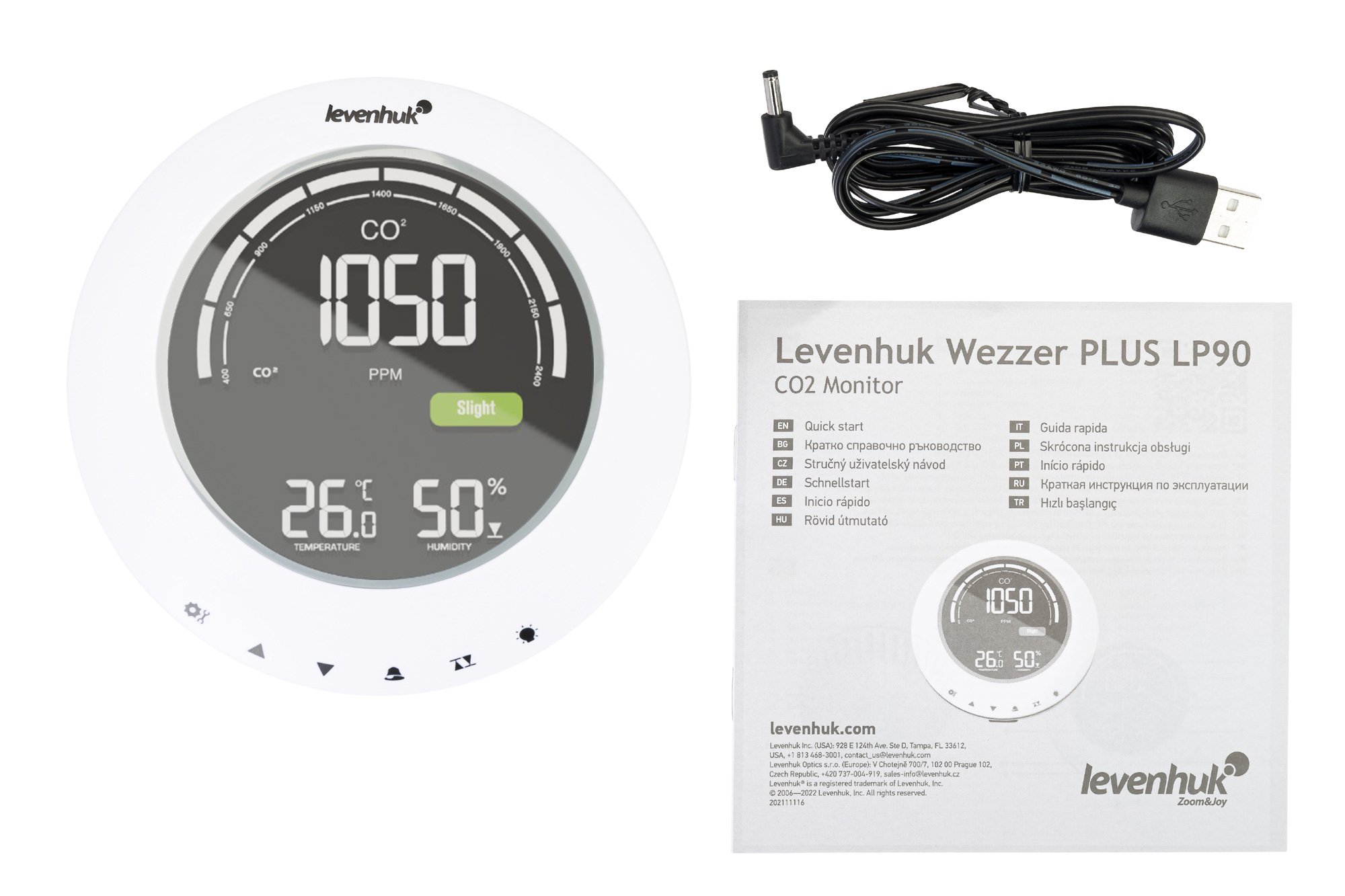 Детектор углекислого газа Levenhuk Wezzer PLUS LP90 купить в Тюмени | Барометры, метеостанции, часы
