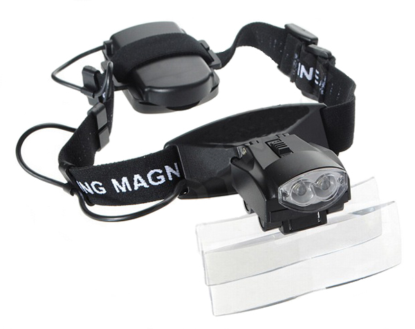 Лупа Kromatech налобная 6x, с подсветкой (2 LED) MG9892C купить в Тюмени | Лупы