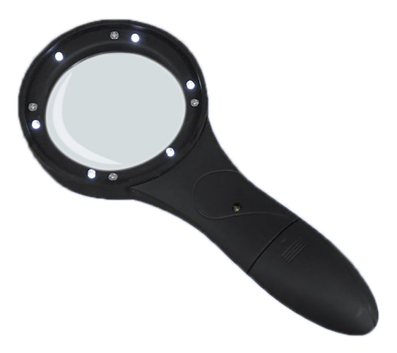 Лупа Kromatech ручная круглая 4x, 63 мм, с подсветкой, ультрафиолет (6 LED) TH-600559 купить в Тюмени | Лупы