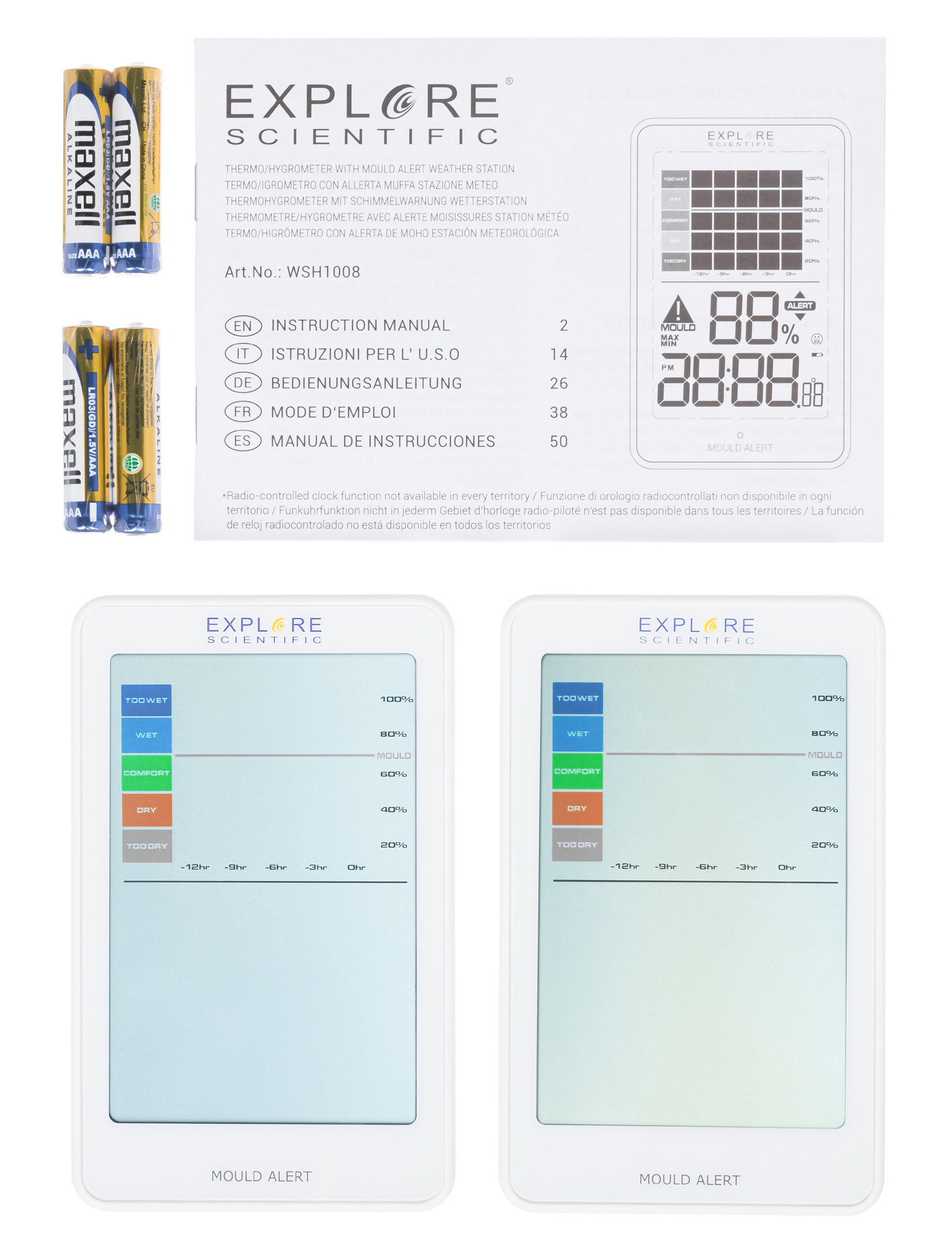 Гигрометр Explore Scientific Mould Alert, белый (2 шт.) купить в Тюмени | Барометры, метеостанции, часы